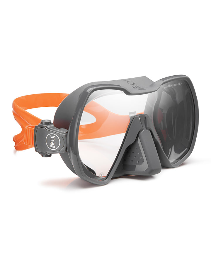 Seeker Tauchermaske in Grau Orange von der Seitenansicht