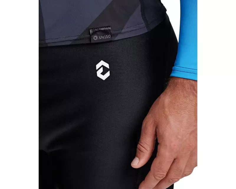 Close-up of a man's arm wearing a DYNAMICNORD rashguard, showcasing UPF 50+ sun protection and quick-drying fabric.
